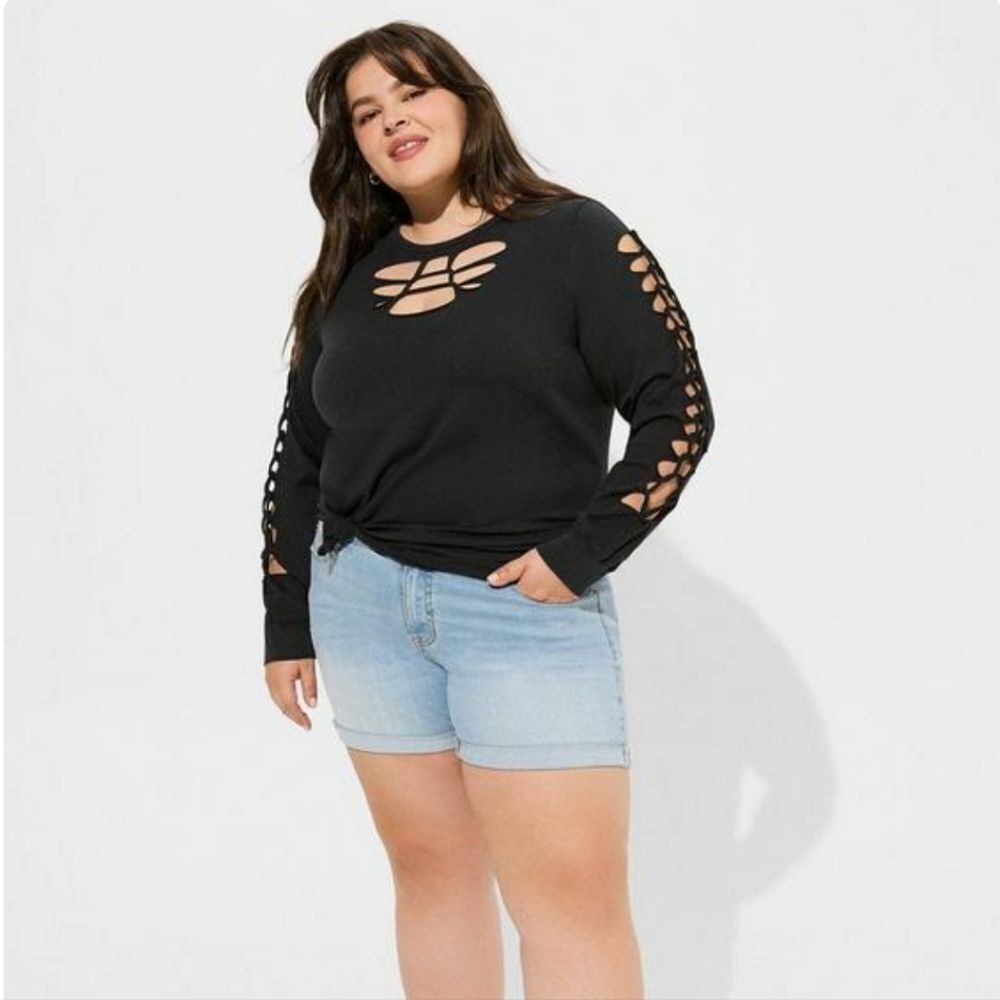 Torrid Black Long Sleeve Cutout Top
